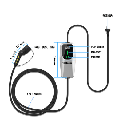 3.5kW Chargeur à courant alternatif de type 2 EV pour l'extérieur de la maison de niveau 1 2 EV pour le mur de la maison CE FCC