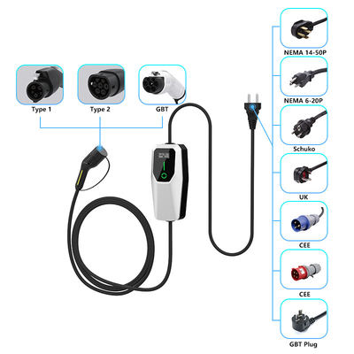 3.5kW 7kW 11kW Ev chargeur Ac pile de charge portable IP65 étanche