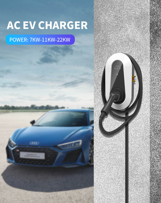 Station de recharge de véhicules électriques de 22 kW 32A 3e phase Niveau 2 Type 2 Chargeur de voiture électrique ECM-RED