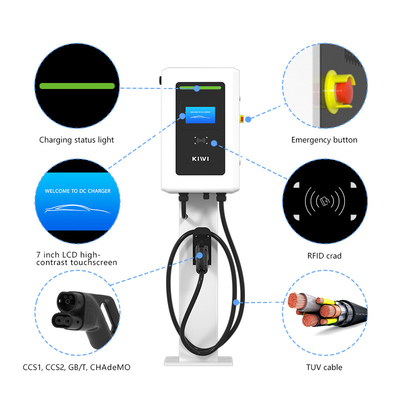 OEM Véhicule électrique DC Fast Car Public EV Charger Wallbox 20kW 30kW 40kW Chademo CCS CCS2 2 Stations de recharge de véhicules électriques à canon unique