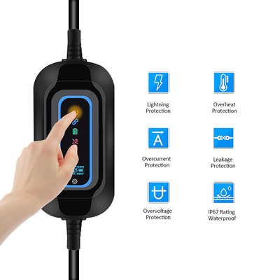 3.5KW Niveau 2 Station de recharge de véhicule électrique portable de type 2 IEC 62196 réglable 8-32A Courant CA Fuite de type B RCD 30mA 6mA pour la maison